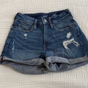 Old Navy Dark Blue Distressed Cuffed Denim Shorts